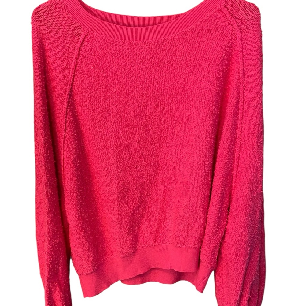 Free People Found My Friend Balloon Sleeve Sweatshirt Barbie Pink Small Costal - Picture 6 of 8